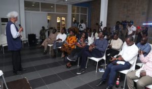 Soyinka, addressing the audience at the event. Photo: Ayodele Efunla