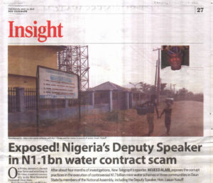 Exposed! Nigeria’s Deputy Speaker In 1.1bn Water Contract Scam