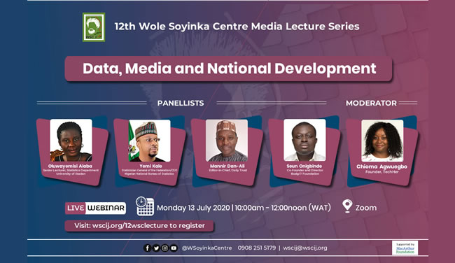 12th Wole Soyinka Centre Media Lecture Series set to hold virtually