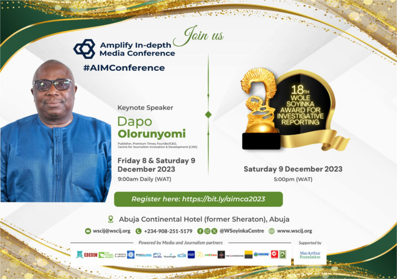 Dapo Olorunyomi, veteran investigative journalist, and serial founder, to headline the 2023 Amplify In-depth Media (AIM) Conference & Awards