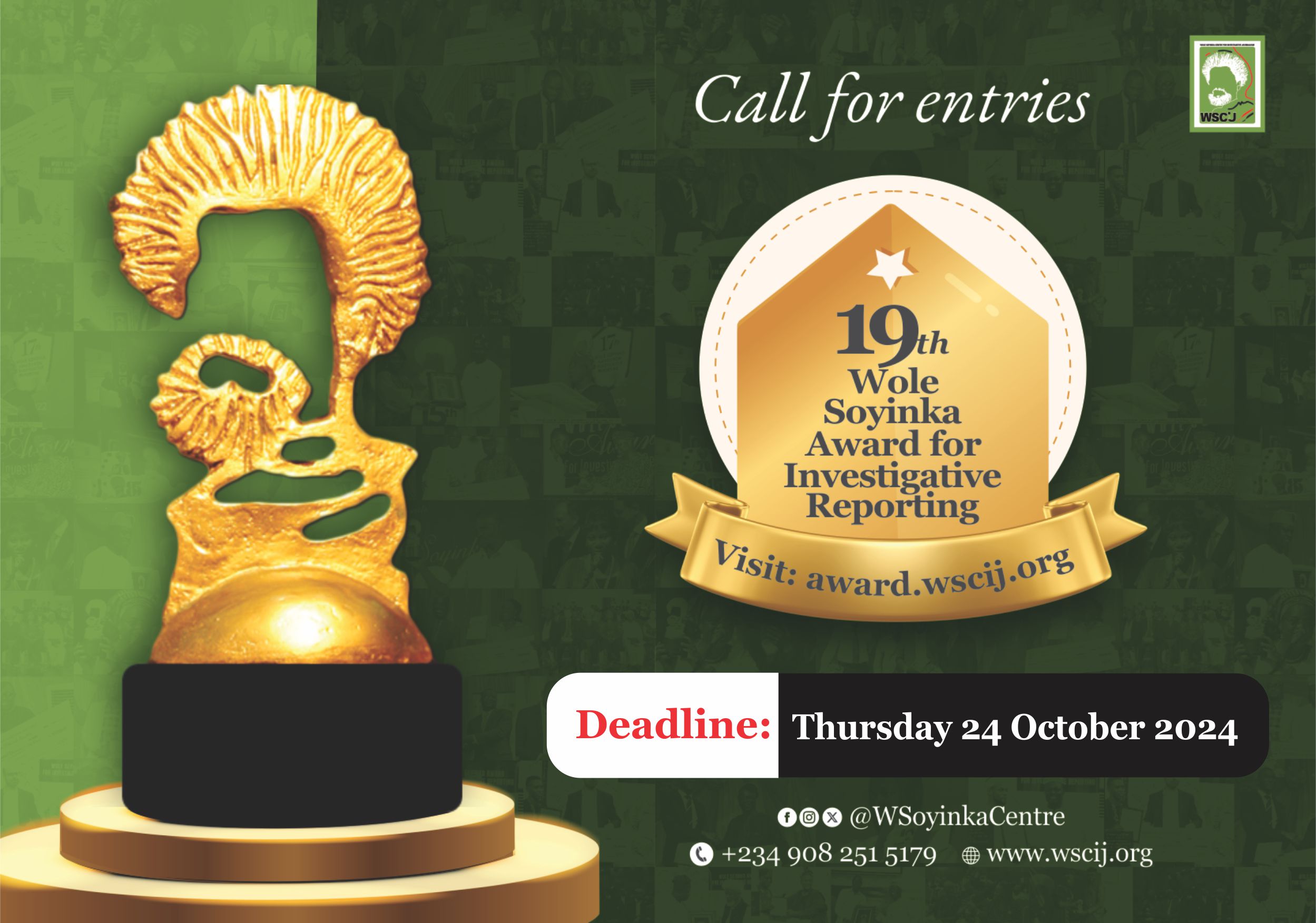 19th Wole Soyinka Award for Investigative Reporting call for entries opens