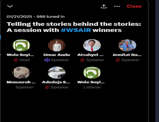 Screenshot of panellists during the Society and Journalism Conversations