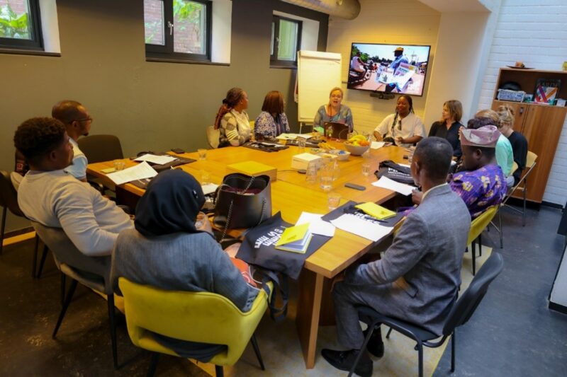 Soyinka Laureates and staff of Free Press Unlimited (FPU) at FPU’s office in Amsterdam during the international study tour of the Netherlands on Monday 2 June 2024.