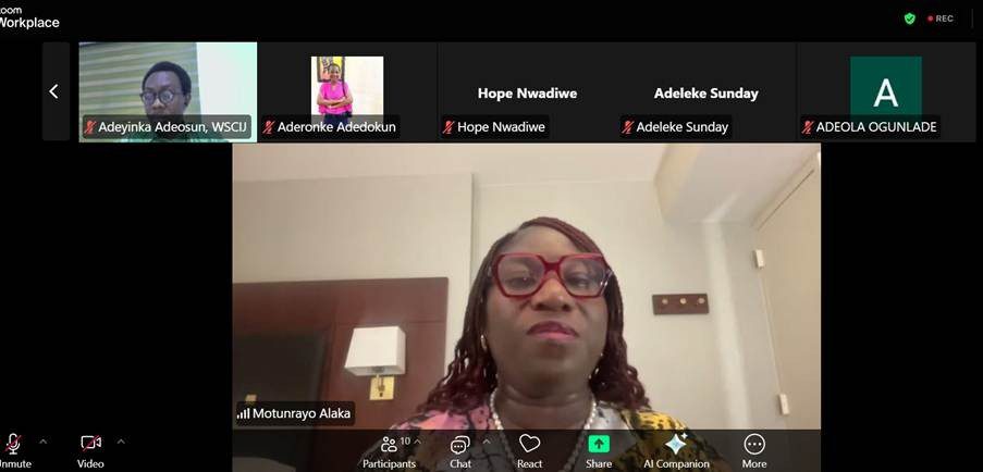 Motunrayo, delivering her keynote speech virtually at the 2026 World Press Freedom event organised by The Nation Journalism Foundation (tNJF)