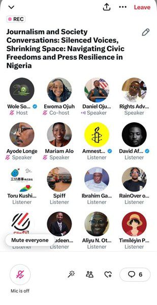 Screenshot of participants during the August edition of the Journalism & Society Conversations